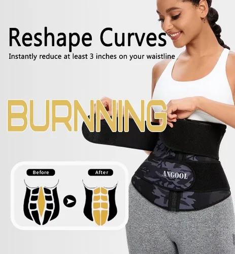 Miniatura 3 de ANGOOL - Entrenador de cintura de neopreno para mujer, cinturón recortador de talla grande, cinturón para sauna, corsé con cremallera Camuflaje