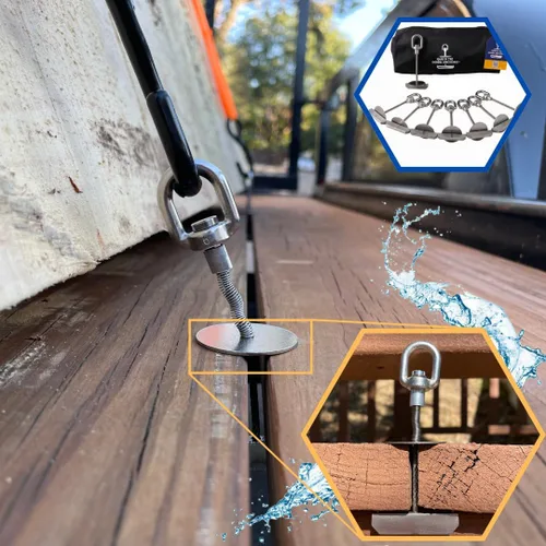 Miniatura 8 de 2 anclajes para remolque, cubierta o muelle para espacio entre tablas, acero inoxidable 316 de grado marino, resistencia a la rotura de 1200 libras