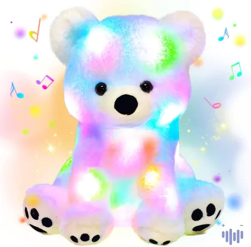 Miniatura 15 de Hopearl Cordero de peluche con luces LED, flexible, con luces de noche que brillan en la oscuridad, para festival, cumpleaños, niños pequeños