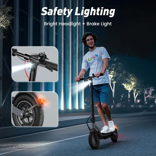 Miniatura 8 de Electric Scooter, 21-28 Miles Range, 18-25 MPH Speed Electric Scooter for Adults, 500/750W Motor, 10"/8.5" Pneumatic Tires Scooter with Dual Gris