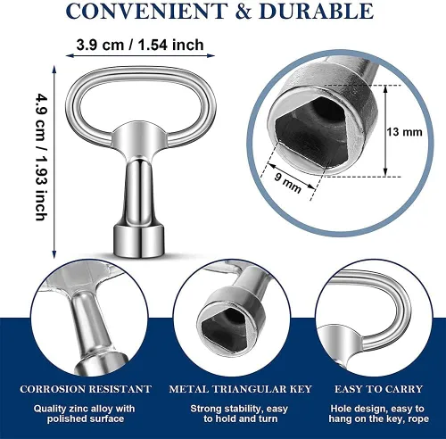 Miniatura 5 de 2 llaves triangulares Matel Triangular Socket Universal Utility Keys para bloqueo de panel triangular. 0.354 in