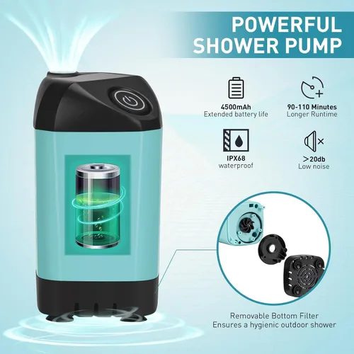 Miniatura 7 de Portable Hot Shower for Camping Shower Tent Kit, 1000W Immersion Heater, Rechargeable Camping Shower Pump, Pop Up Shower Tent with 6.6 Gallons Kit