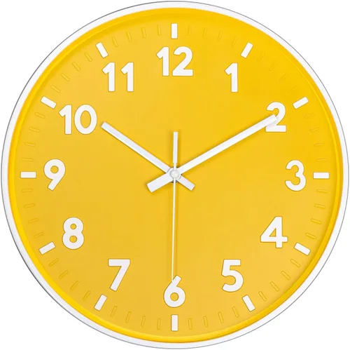 JENLYSTIME Reloj moderno de 12 pulgadas para interiores y exteriores, esfera redonda brillante y colorida, reloj de pared silencioso de cuarzo que