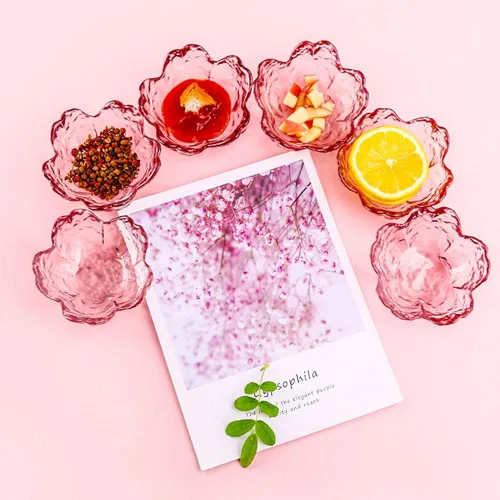 Miniatura 3 de 4 platos de cristal Sakura condimentos cuencos de inmersión platos de aperitivo, 3.4 pulgadas