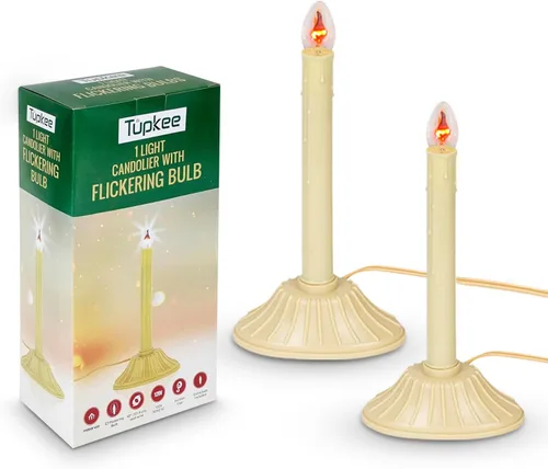 Miniatura 8 de Velas Candolier de Navidad para Ventana Tupkee – con Bombilla Parpadeante – Única para Interior - Vela Eléctrica Sin Llama para Ventana Candelabro 1