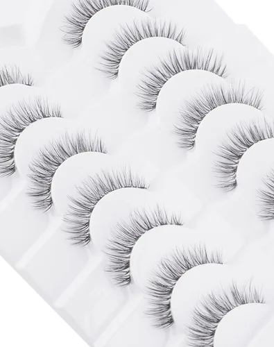 Miniatura 6 de Jiocolor Pestañas naturales pestañas postizas finas pestañas postizas cortas aspecto natural banda transparente pestañas postizas tira pestañas