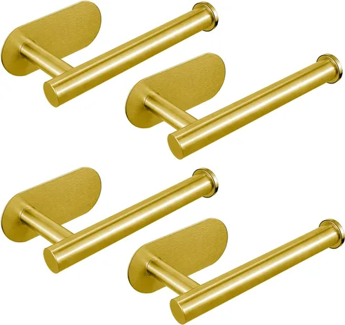 Miniatura 21 de Soporte para papel higiénico autoadhesivo, sin taladrar para baño, baño, baño, soporte de pared, acero inoxidable (dorado)