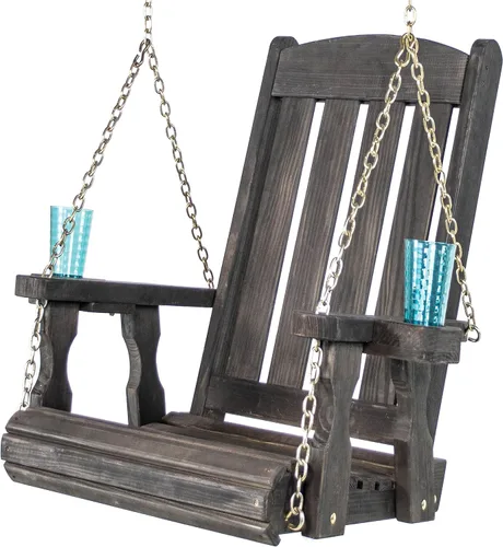 Miniatura 10 de Amish Casual Silla columpio con tratamiento a presión de misión resistente con portavasos (mancha de cedro)