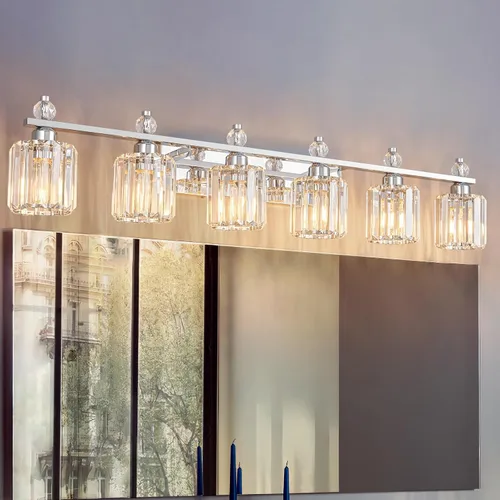 Miniatura 31 de Luces de Tocador de Baño de 3 Luces, Placado Negro, Modernas Luces de Tocador de Cristal para Baño, Luces de Tocador de Cristal para Usar Sobre