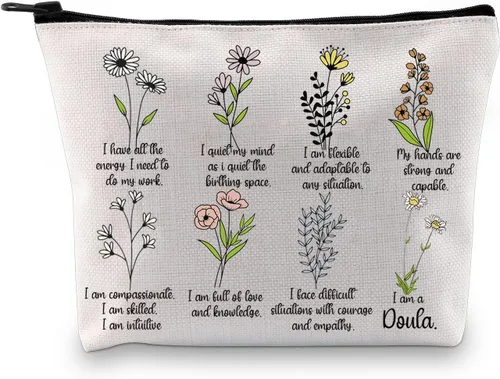 GJTIM Doula - Bolsa con cremallera intuitiva para trabajadores de parto, regalo de agradecimiento Doula I Am A Doula Bolsa de maquillaje