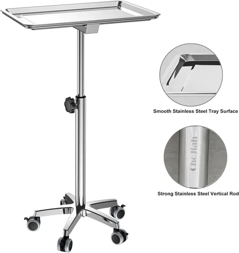 Miniatura 9 de ChoJiah Bandeja de salón rodante extra grande con ruedas, carrito de mayonesa para peluquería, bandeja para tatuajes de alta resistencia, ideal