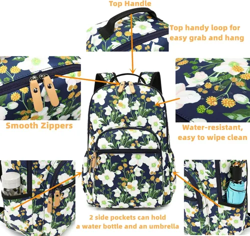 Miniatura 3 de Leaper - Mochila de viaje impermeable con diseño floral, bolso, bolso de viaje para niñas.