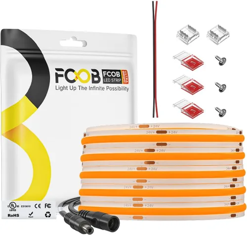 Miniatura 22 de Tira de luces LED COB DC24V de 16.4 pies, 6000 K, blanco frío, 320 LED, flexible, de alta densidad, uniforme, brillante, 9W/m, CRI90+ regulable