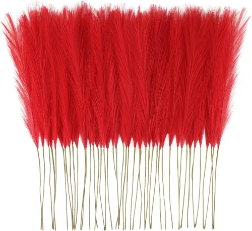 Miniatura 24 de obbsie 50 piezas de decoración de hierba de pampa falsa naranja quemado, 21.6 pulgadas de hierba pomposa artificial corta de otoño, ramas de hierba