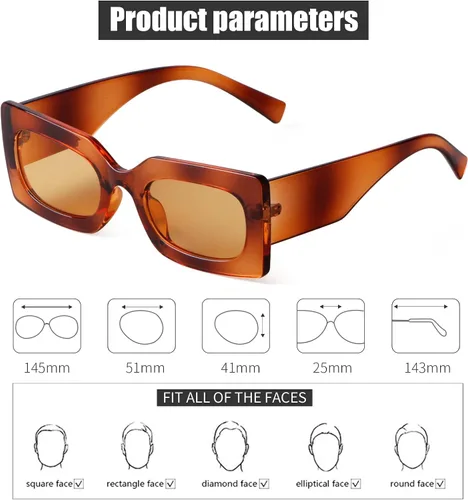 Miniatura 4 de GIFIORE Gafas de sol rectangulares retro de los años 90 para mujer, gafas gruesas de moda, marco negro y rosa