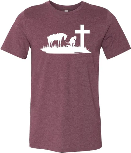 Miniatura 2 de Cowboy with Horse Kneeling Praying at Memorial Cross Shirt, Cowboy Shirt, Horse Shirt, Horse Lover, Cowboy Tee, Wild West Shirts