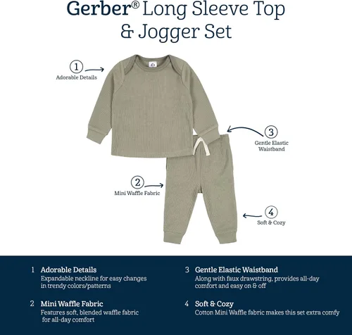 Miniatura 6 de Gerber Conjunto de camiseta de manga larga de 2 piezas para bebés y niños pequeños