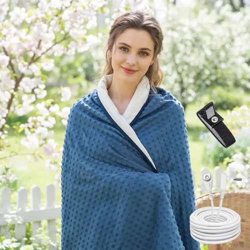 Miniatura 9 de Manta Grounding para aliviar el dolor y dormir más profundo, sábana de cama Earth Connect con fibra de plata, manta esponjosa, regalos para mujeres