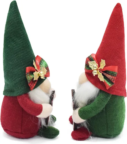 Miniatura 7 de Attiigny - Gnomos de Navidad de felpa con jengibre, gnomo navideño hecho a mano, sueco nórdico, rojo verde, figura de gnomo clásico, regalos de elfo
