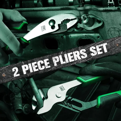 Miniatura 8 de SK Juego de alicates de 2 piezas, junta deslizante de 8 pulgadas y alicates de junta de ranura de 10 pulgadas, construcción CR-V premium, mango