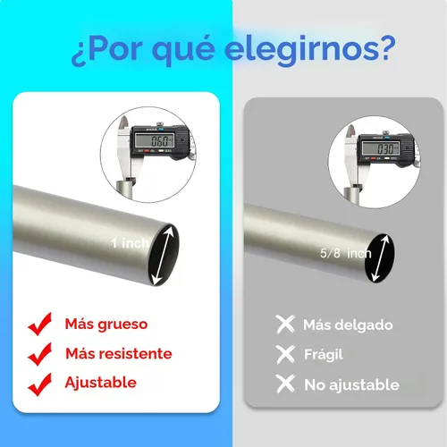 Miniatura 5 de Byondeth - Cortineros para ventanas de 16 a 88 pulgadas, longitud ajustable, 1 pulgada de diámetro, cortinero con remates de aluminio, níquel Níquel