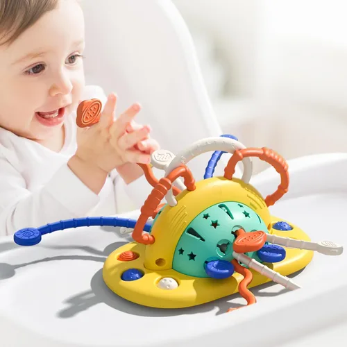 VoMii - Juguetes de silla alta con ventosa, juguetes sensoriales Montessori para habilidades motoras finas de 1 año, regalo de silicona de grado