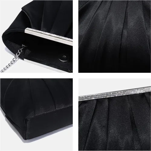 Miniatura 5 de Dasein - Bolsos de mano elegantes con pliegues para mujer, bolsos formales de noche con diamantes de imitación para bodas, fiestas, graduaciones