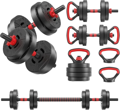 Miniatura 8 de Fitvids Adjustable Dumbbell Set, 40/60LBS Free Weight Set, Multi-Functional Portable Changeable Dumbbell Barbell Kettlebell Set for Home, Multiple