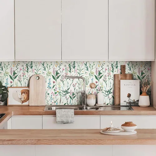 Miniatura 5 de JiffDiff Papel tapiz floral para despegar y pegar, papel de pared autoadhesivo para armarios del hogar, dormitorio, encimera de cocina, papel
