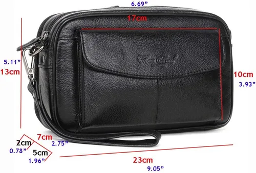 Miniatura 2 de Hebetag Cartera de cuero para hombre, organizador de muñeca