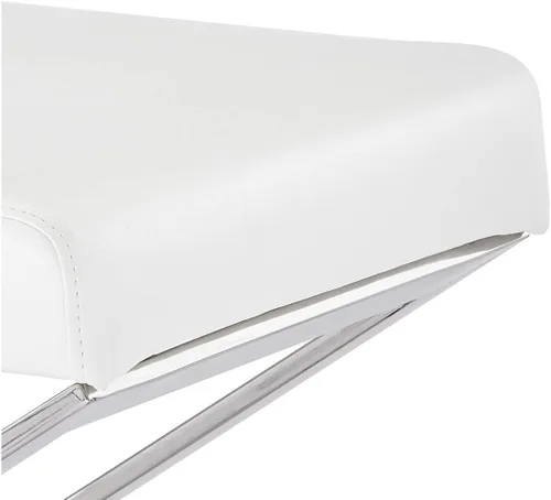 Miniatura 7 de ZURI Modern Fenix otomana - Cuero sintético blanco con base de acero inoxidable pulido