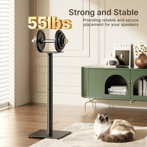 Miniatura 2 de Par de soportes para altavoces, altura fija de 30 pulgadas, capacidad de peso de 55 libras, base de 11.8 pulgadas, gestión de cables, soporte