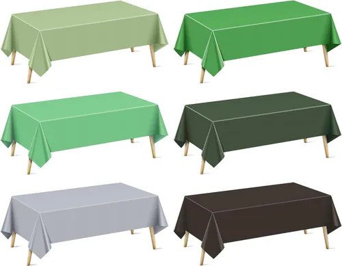 Miniatura 27 de Mantel rectangular de la serie azul y verde, 4 piezas, 54 x 72 pulgadas, color sólido, impermeable y a prueba de derrames, mantel de plástico