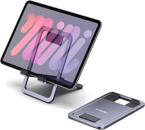 JSAUX Soporte universal para tableta, portátil, plegable, para escritorio, compatible con iPad mini/Air, Samsung Galaxy Tab, Kindle Fire, Steam Gris