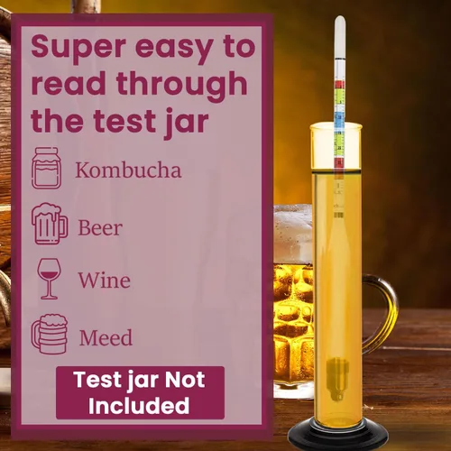 Miniatura 5 de Fermtech Kit de hidrómetro de triple escala de vidrio – Prueba ABV, Brix, gravedad para vino, cerveza, aguamiel y kombucha, con paño de microfibra