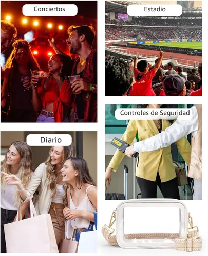 Miniatura 7 de BS-VOG Bolsa transparente para eventos de estadio, bolso transparente para mujeres, bolso cruzado aprobado por estadios para fanáticos de conciertos