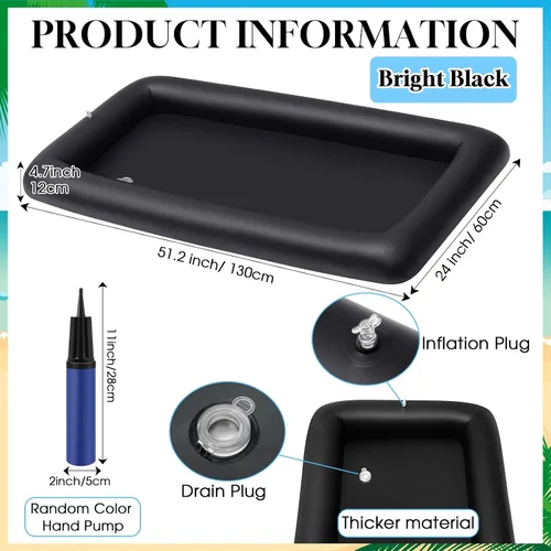 Miniatura 2 de Leitee Kit de barra inflable de 3 piezas, incluye bandeja de buffet de ensalada con tapón de drenaje, cubierta de malla, recipientes de bebidas