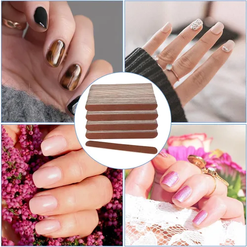 Miniatura 6 de 100 limas de uñas de madera, lima de uñas de tablero de esmeril de 7 pulgadas para uñas naturales, juego de herramientas de manicura, lima de uñas