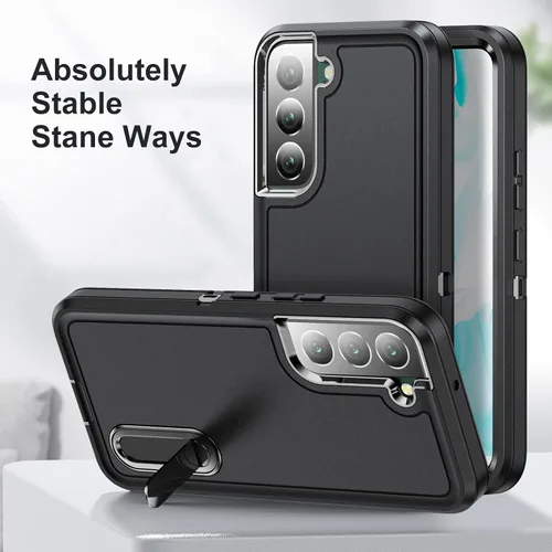 Miniatura 3 de Funda para Samsung Galaxy S22 Plus con función atril de 3 capas de grado militar, funda protectora de silicona resistente a prueba de golpes
