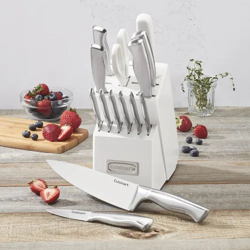 Miniatura 5 de Cuisinart Juego de cuchillos de bloque profesional, juego de cuchillos de 15 piezas con cuchillas de acero para un corte preciso, ligero, acero