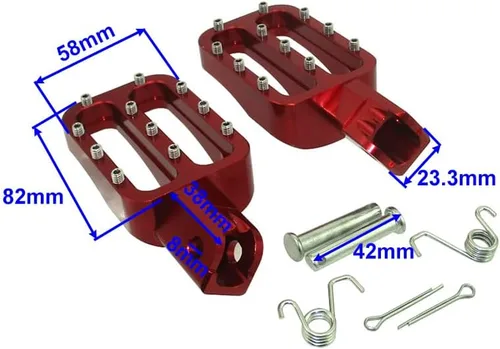Miniatura 2 de Estriberas de aluminio CNC rojo para bicicleta de cross de fabricación china, 50 cc, 70 cc, 90 cc, 110 cc, 125 cc, 140 cc, 150 cc, 160 cc