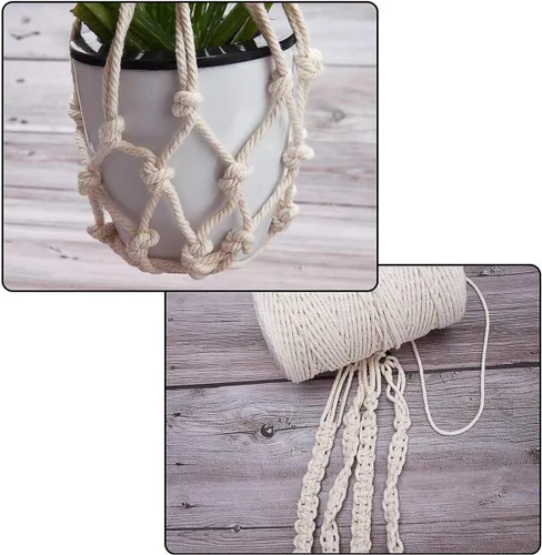 Miniatura 8 de Cuerda de macramé de algodón de 0.157 in, 328.1 ft, 1 paquete de 4 hebras torcidas de 0.157 in (0.157 in) para macramé tejida a mano hecha a mano