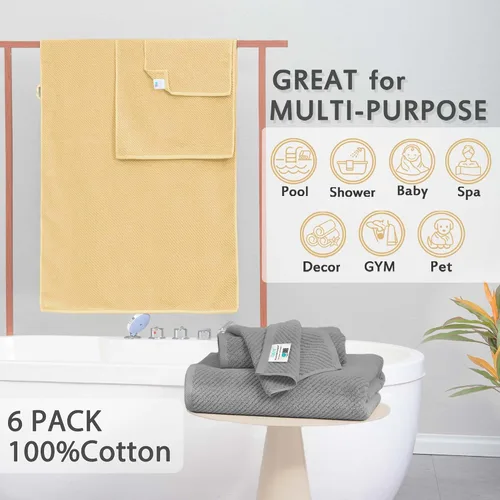 Miniatura 156 de VOOVA & MOVAS Toallas de mano blancas - 100% algodón Ligeras Gruesas Secado rápido Suaves Absorbentes, paquete de 4 piezas grandes de 18