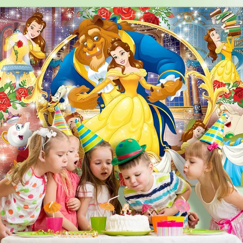 Miniatura 6 de Telón de fondo de princesa, 7 x 5 pies, fondo de pancarta de dibujos animados, suministros para fiesta de cumpleaños y decoración para niñas