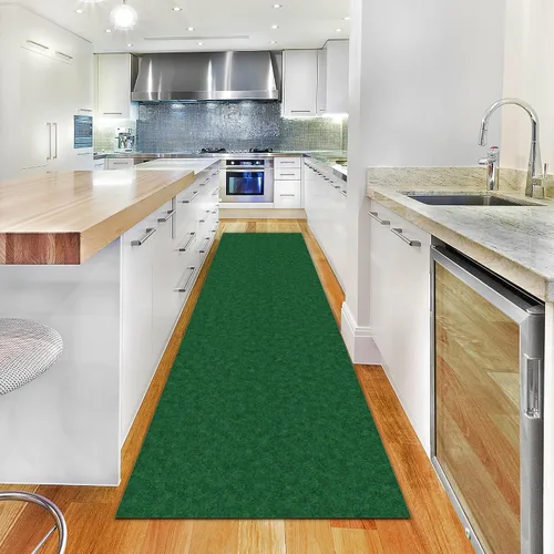 Miniatura 13 de Ottomanson - Tapete antideslizante alargado para interiores y exteriores, diseño de color liso, base de goma, para pasillo, cocina, sala de estar