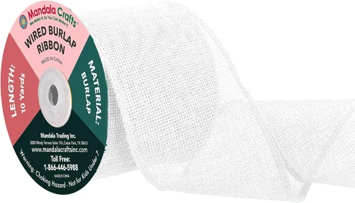 Miniatura 69 de Mandala Crafts Cinta de arpillera verde con alambre para corona, cinta de arpillera con alambre verde rústico de yute natural, 1 pulgada de ancho