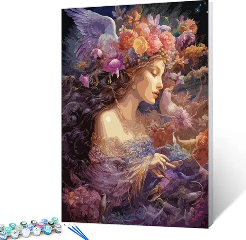 Miniatura 21 de Tucocoo Kit de pintura por números de flores para mujer, con pinceles y pigmento acrílico sobre lienzo para adultos, proyecto de manualidades
