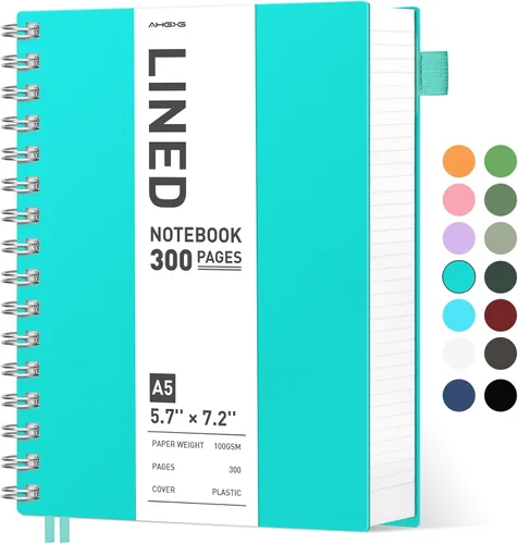 Miniatura 26 de AHGXG Cuaderno espiral rayado para universidad - Cuaderno espiral perforado A4 de 8.5" x 11", 300 páginas con páginas perforadas fáciles de rasgar
