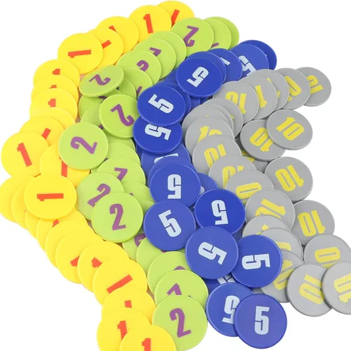 Miniatura 18 de Juego de 100 fichas de póquer – Monedas circulares de plástico de 1.58 pulgadas para juegos y contar, 0.16 oz cada una, accesorios perfectos