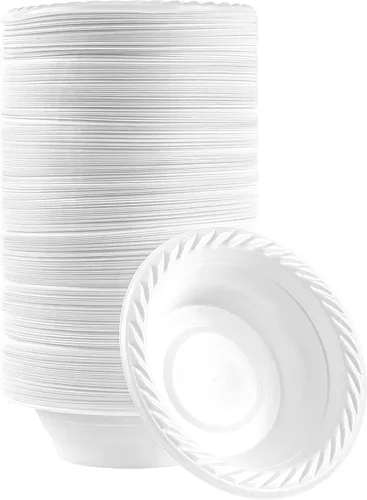 Miniatura 21 de Plasticpro Cuencos redondos de plástico para microondas, desechables, color blanco, vajilla (200, 16 onzas)